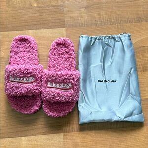 Balenciaga Pink Textured Slides with Dust Bag